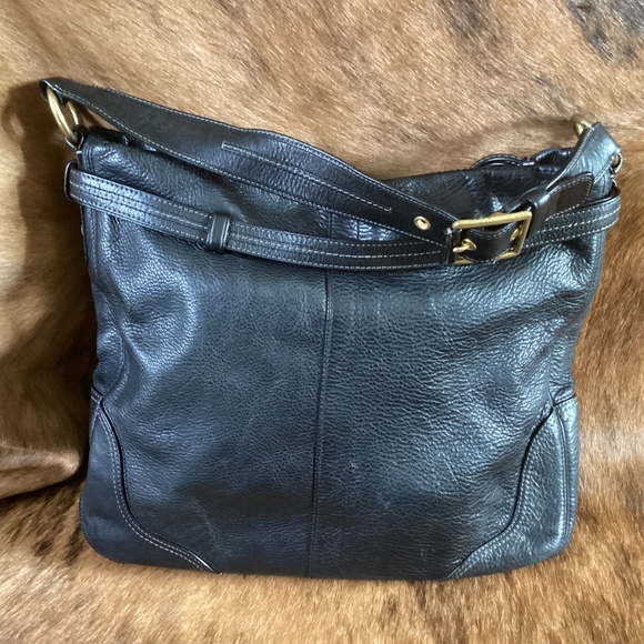 Beautiful Authentic Coach Black Pebbled Leather Satchel Shoulder Carry Handbag - Picture 2 of 12